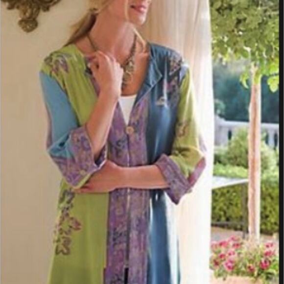 Soft Surroundings Women’s Breezy Batik Duster Topper Size Small Boho Lagenlook - Picture 6 of 13